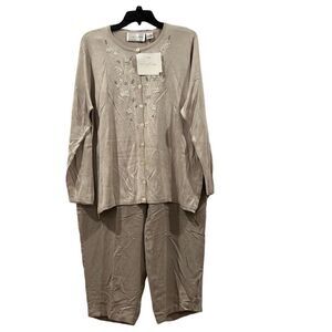Silk Lore by Beth Terrell Beige Silk Pants & Sweater NWT Sz.1X